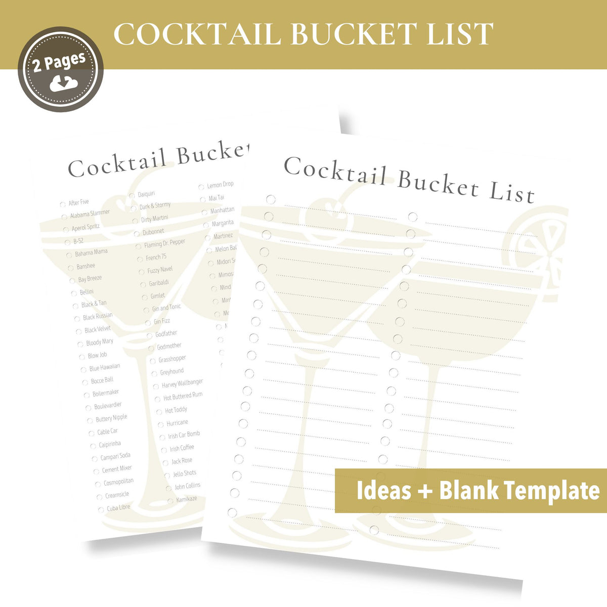 Printable Cocktail Bucket List (Blank Template Included!) buck & co.