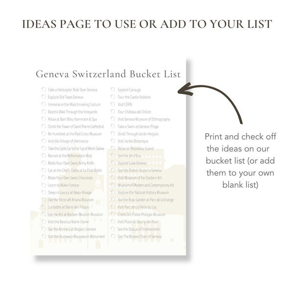 Geneva Switzerland Bucket List (Printable)