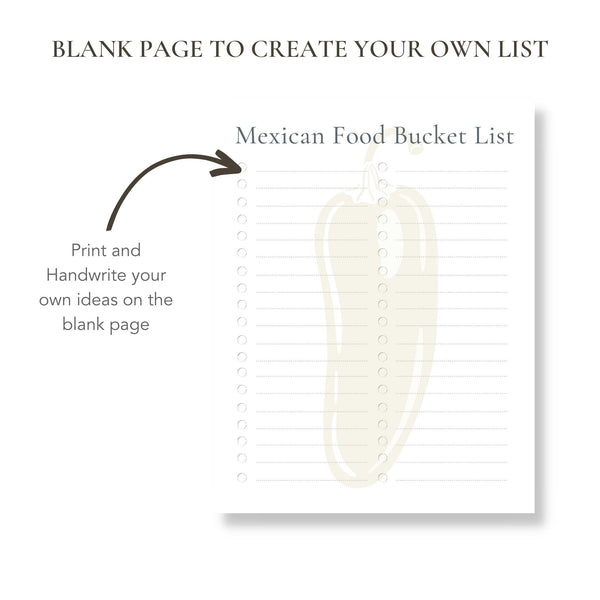 Mexican Food Bucket List (Printable)