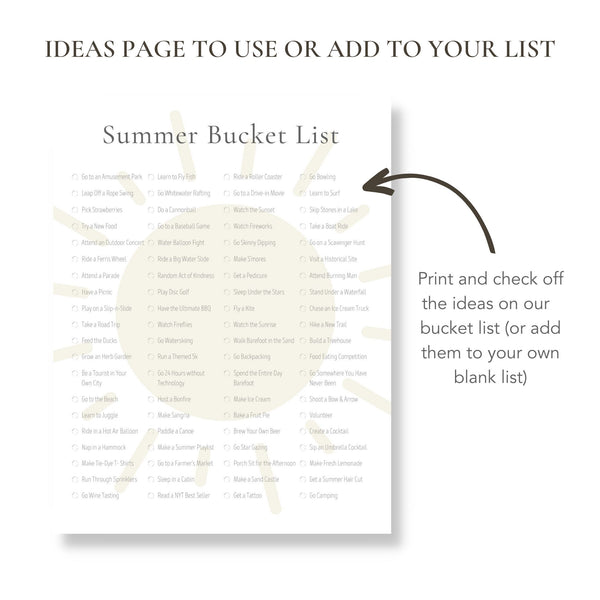 Summer Bucket List (Printable)