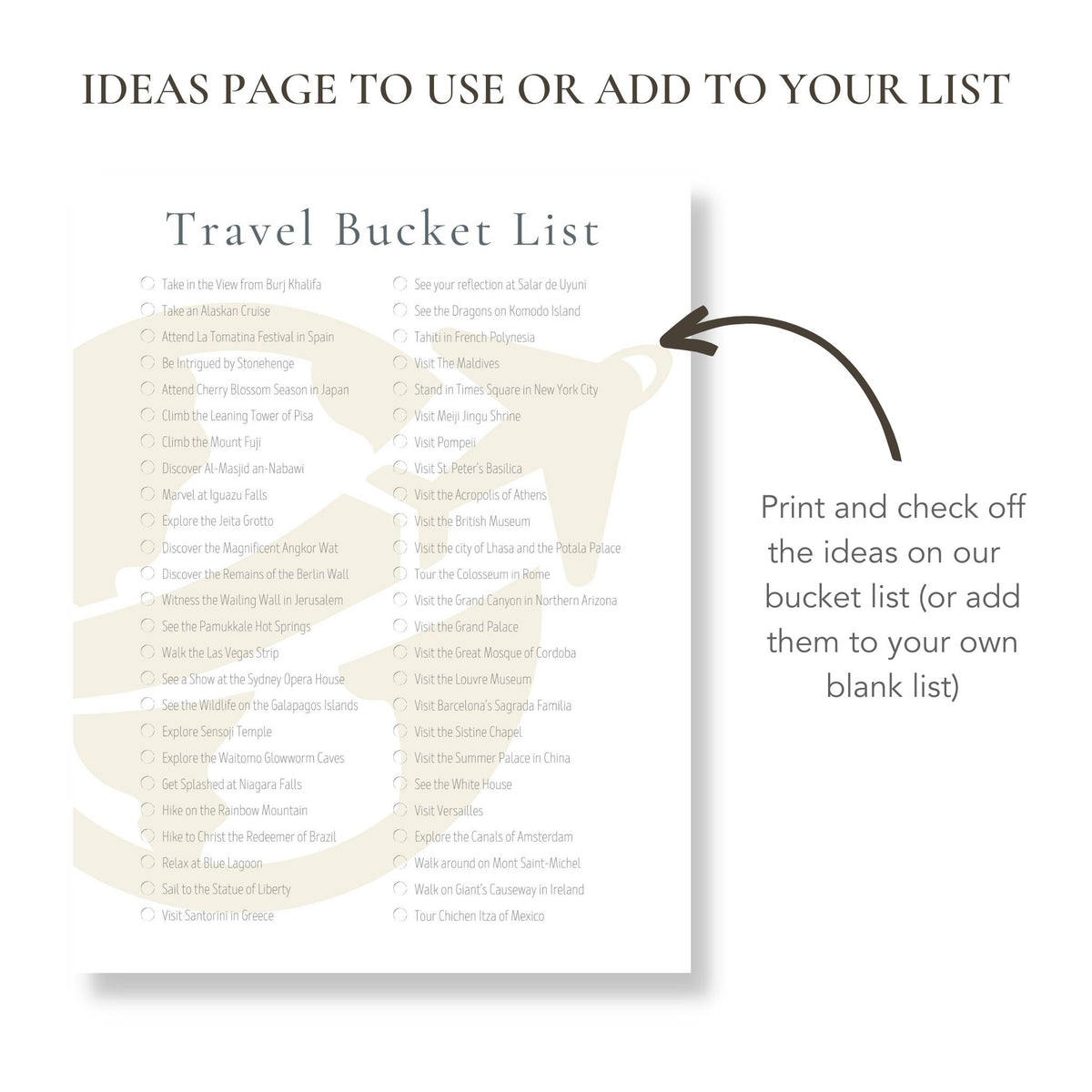 Travel Bucket List Template