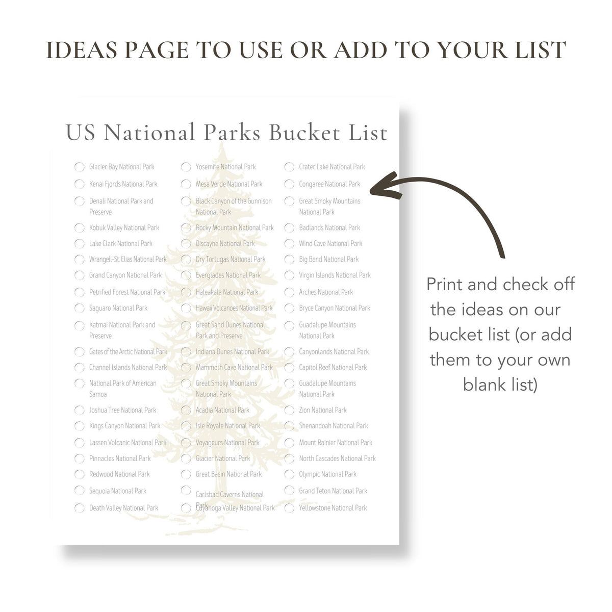 Printable National Parks Bucket List Journal and National Park Checkli –  This Little Love Co