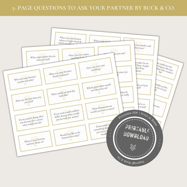Questions To Ask Your Partner (Printable)