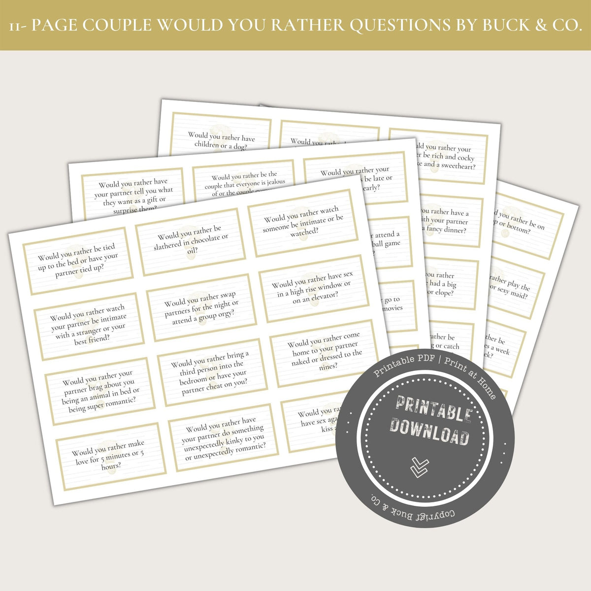 Printable Couple Would You Rather Questions – buck & co.