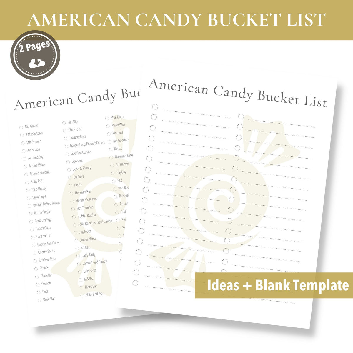 Printable American Candy Bucket List (Blank Template Included!) buck