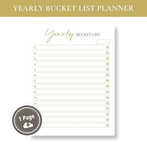 Yearly Bucket List Planner (Printable)