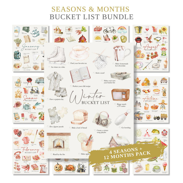 Seasons and Months Bucket List Bundle