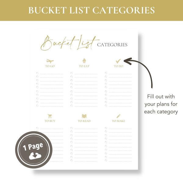 Bucket List Categories (Printable)