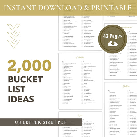 2,000 Bucket List Ideas (Printable)