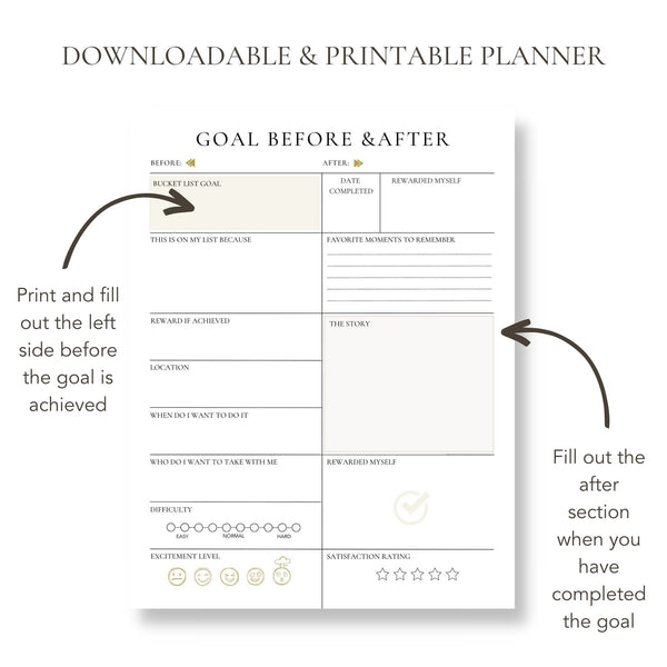 Before & After Goals (Printable)