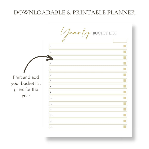 Yearly Bucket List Planner (Printable)