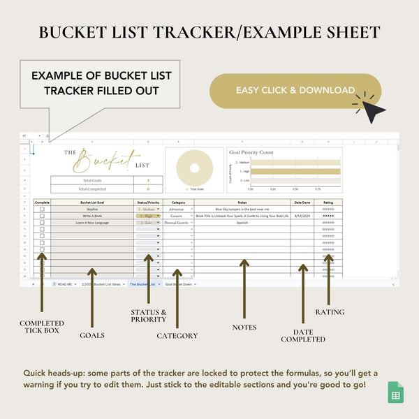 Bucket List Tracker Spreadsheet