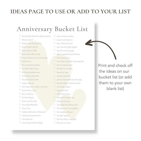 Anniversary Bucket List (Printable)