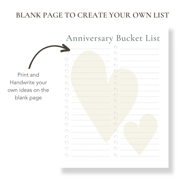 Anniversary Bucket List (Printable)