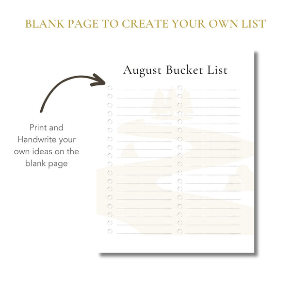 August Bucket List (Printable)