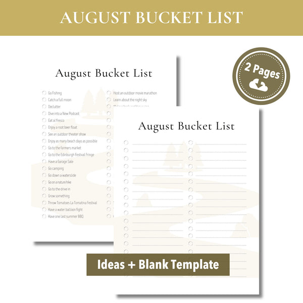 August Bucket List (Printable)