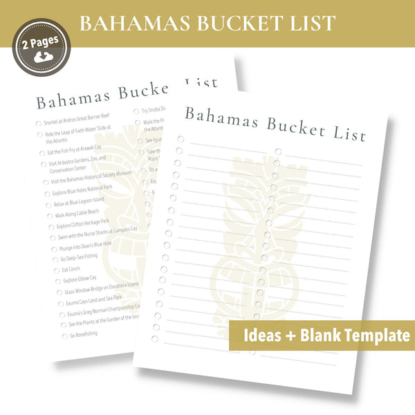 Bahamas Bucket List (Printable)