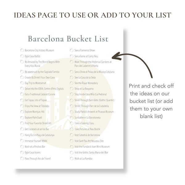 Barcelona Bucket List (Printable)