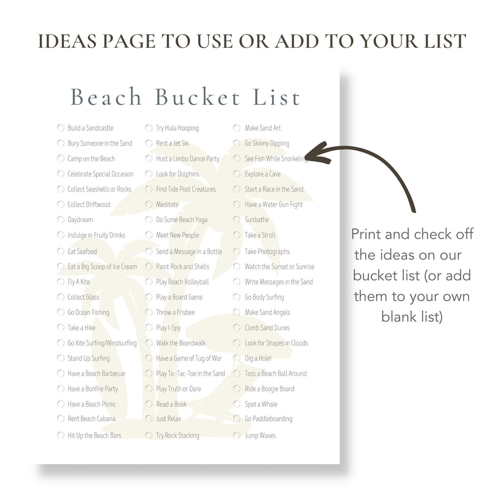 Printable Beach Bucket List (Blank Template Included!) – buck & co.