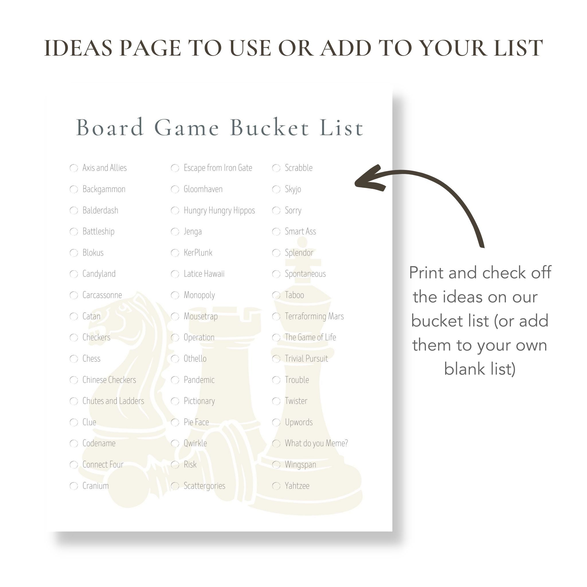 Printable Board Game Bucket List (Blank Template Included!) buck & co.