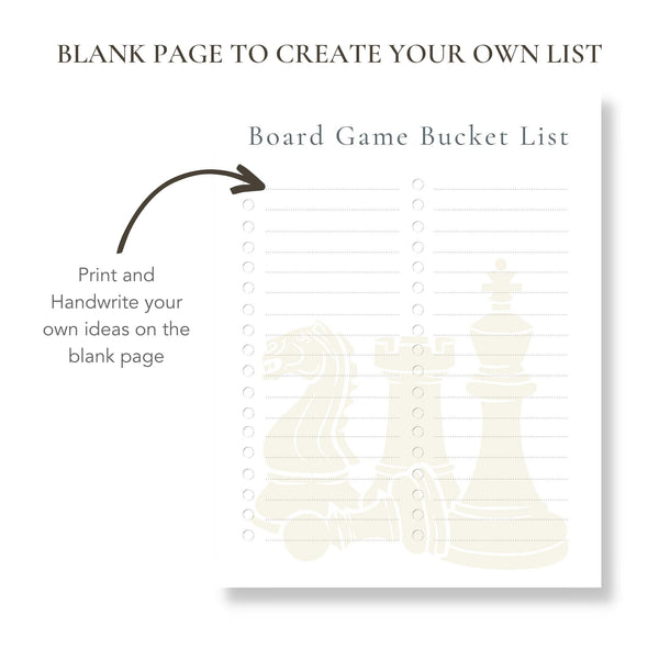Board Game Bucket List (Printable)