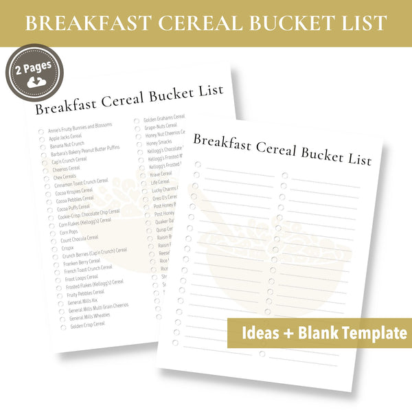 Breakfast Cereal Bucket List (Printable)