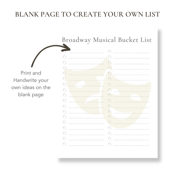 Broadway Musical Bucket List (Printable)