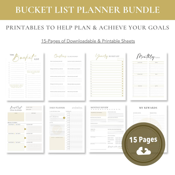 Bucket List Planner Bundle (15-Page Printable)