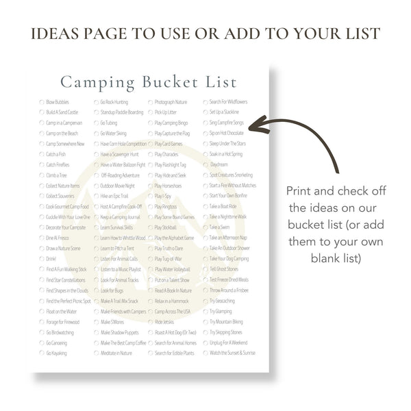 Camping Bucket List (Printable)