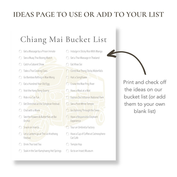 Chiang Mai Bucket List (Printable)