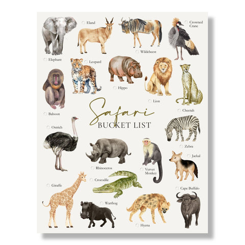 Safari Animal Bucket List (Printable)