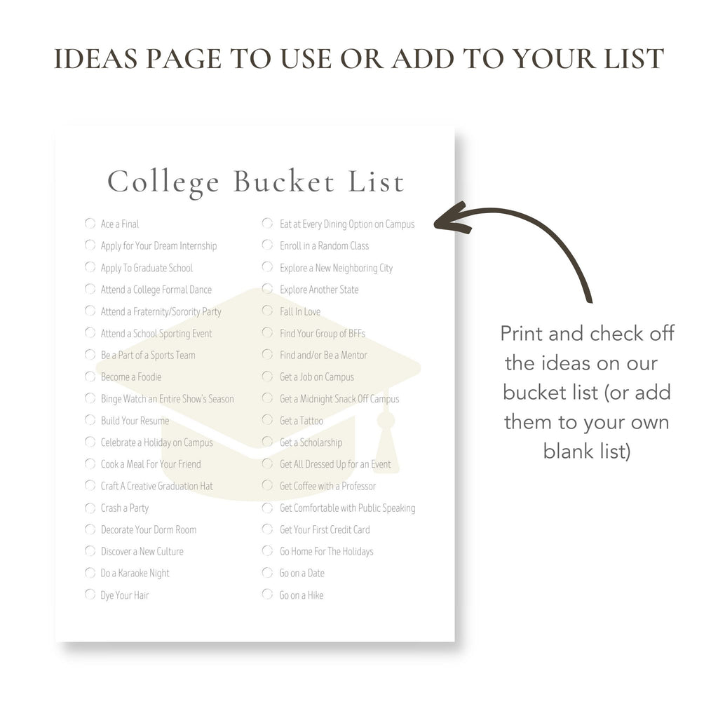 Printable College Bucket List (Blank Template Included!) – buck & co.