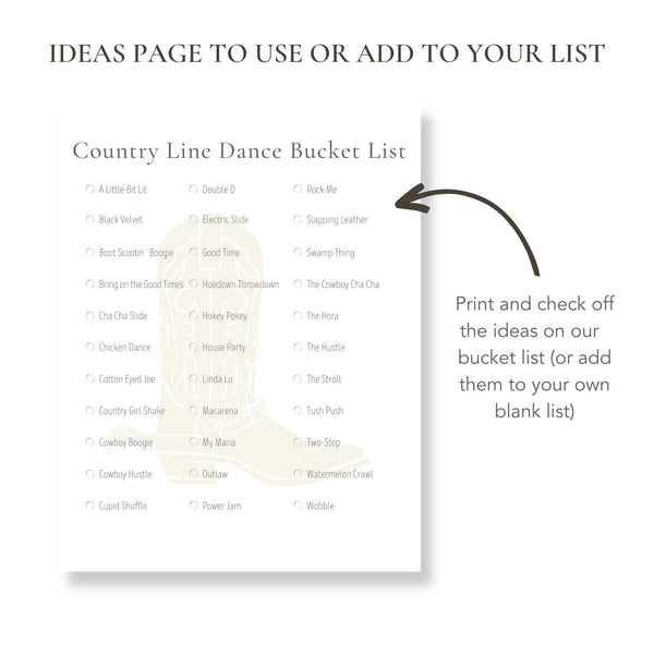 Country Line Dance Bucket List (Printable)