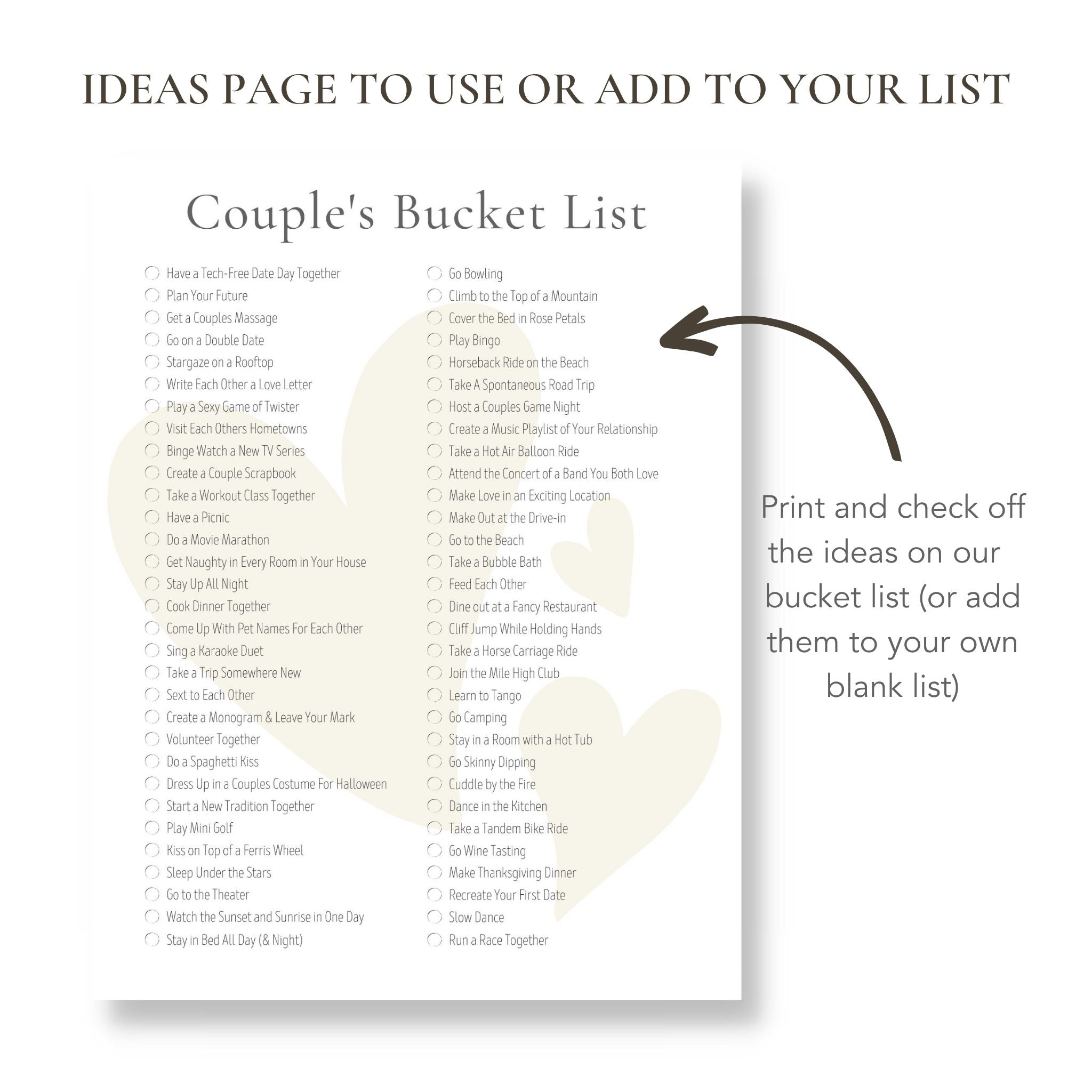 Printable Couple's Bucket List (Blank Template Included!) buck & co.