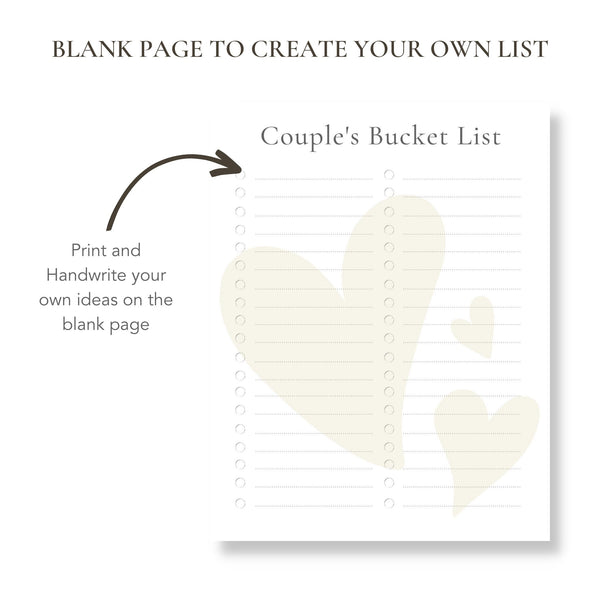 Couple's Bucket List (Printable)