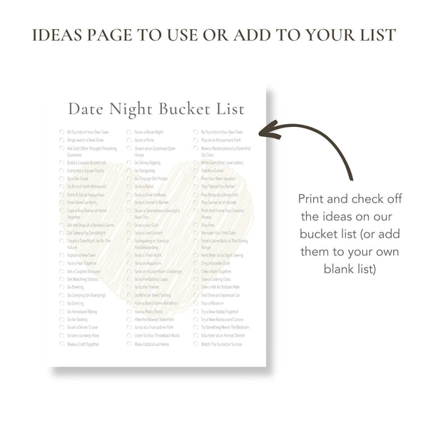 Date Night Bucket List (Printable)