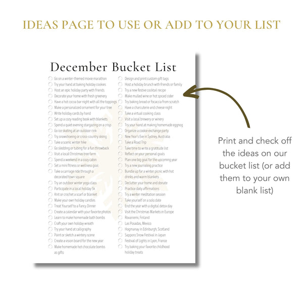 December Bucket List (Printable)