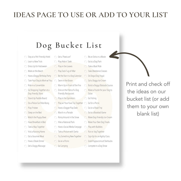 Dog Bucket List (Printable)