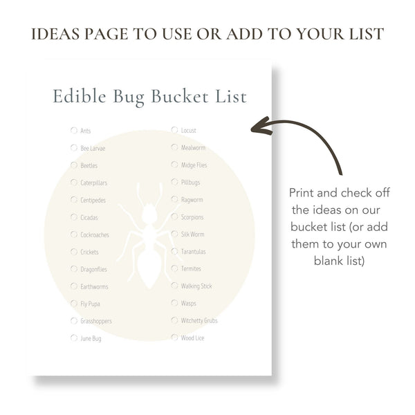 Edible Bug Bucket List (Printable)