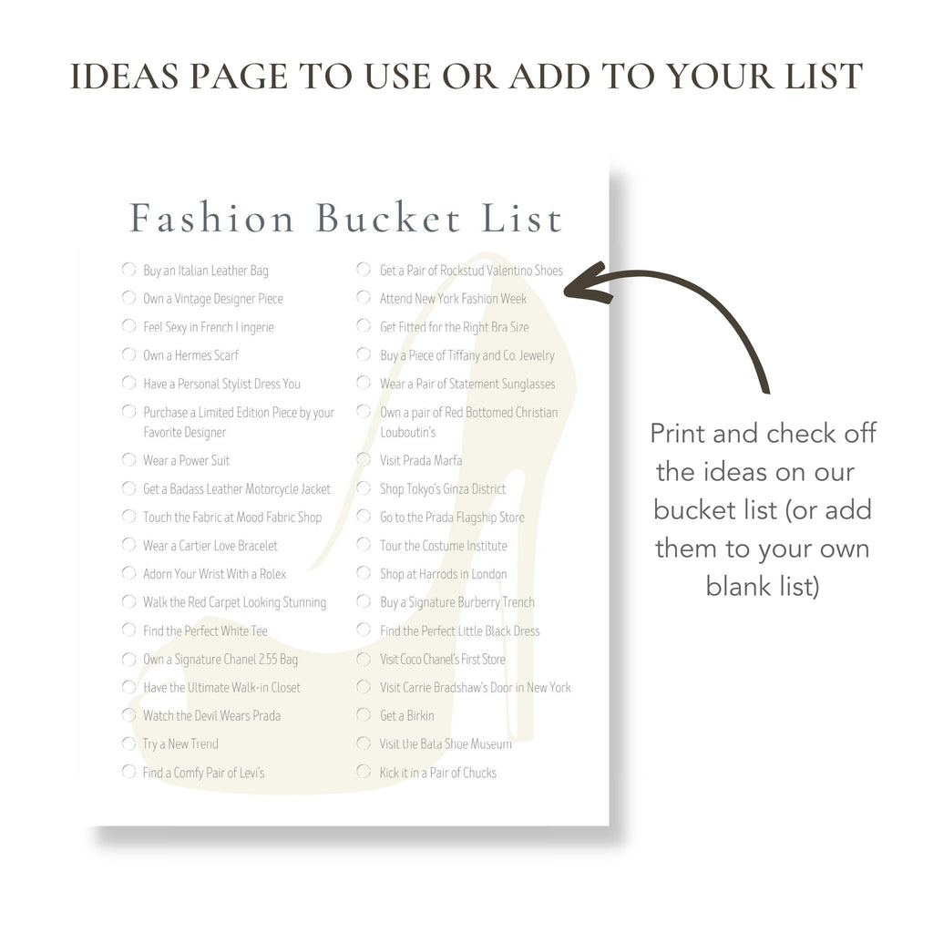 Printable Fashion Bucket List (Blank Template Included!) – buck & co.