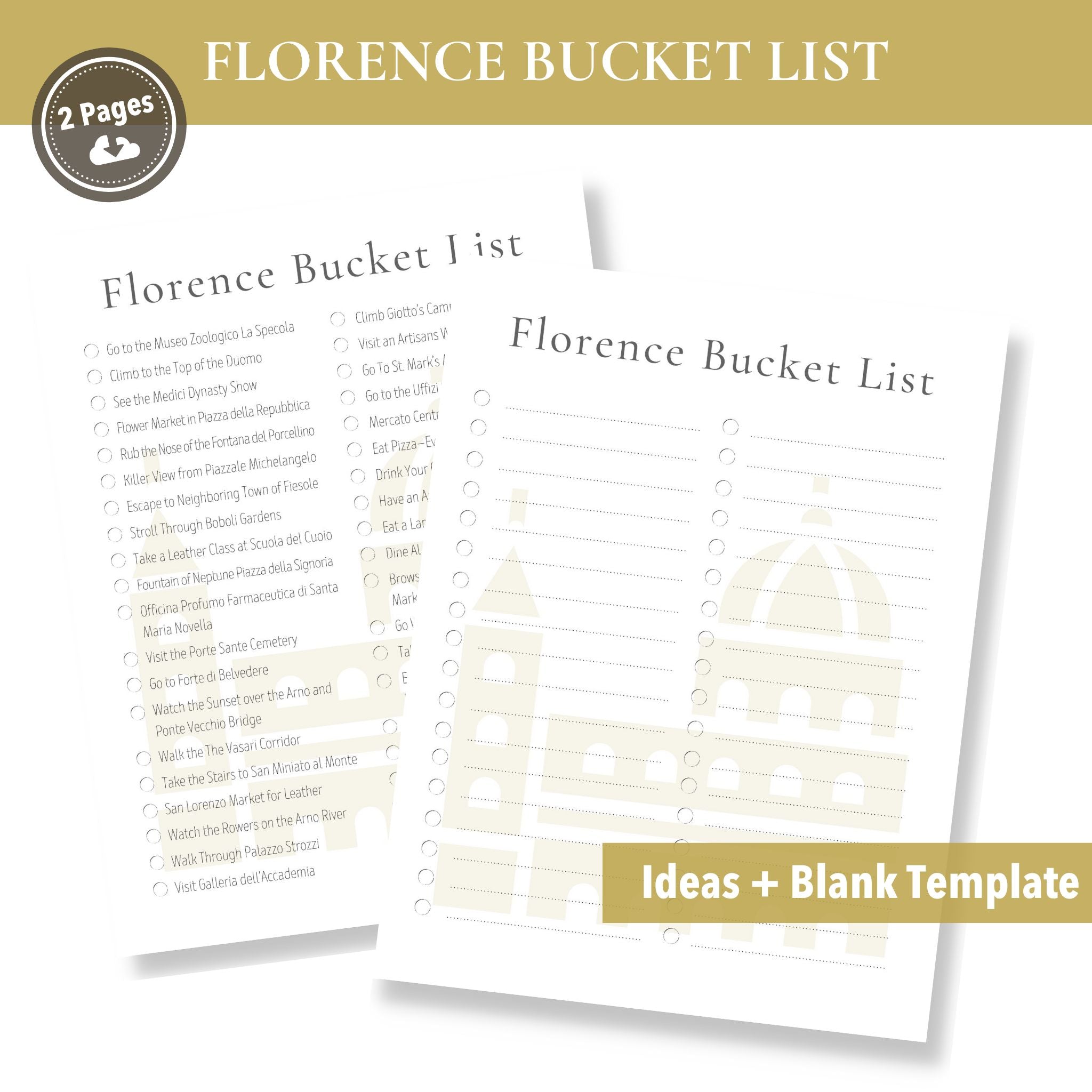Florence Bucket List (Printable)