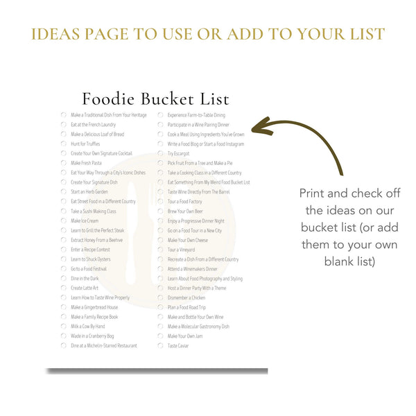 Foodie Bucket List (Printable)