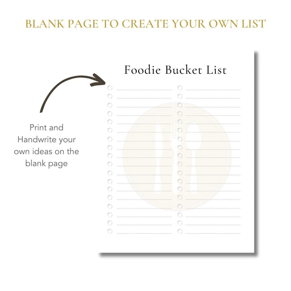 Foodie Bucket List (Printable)