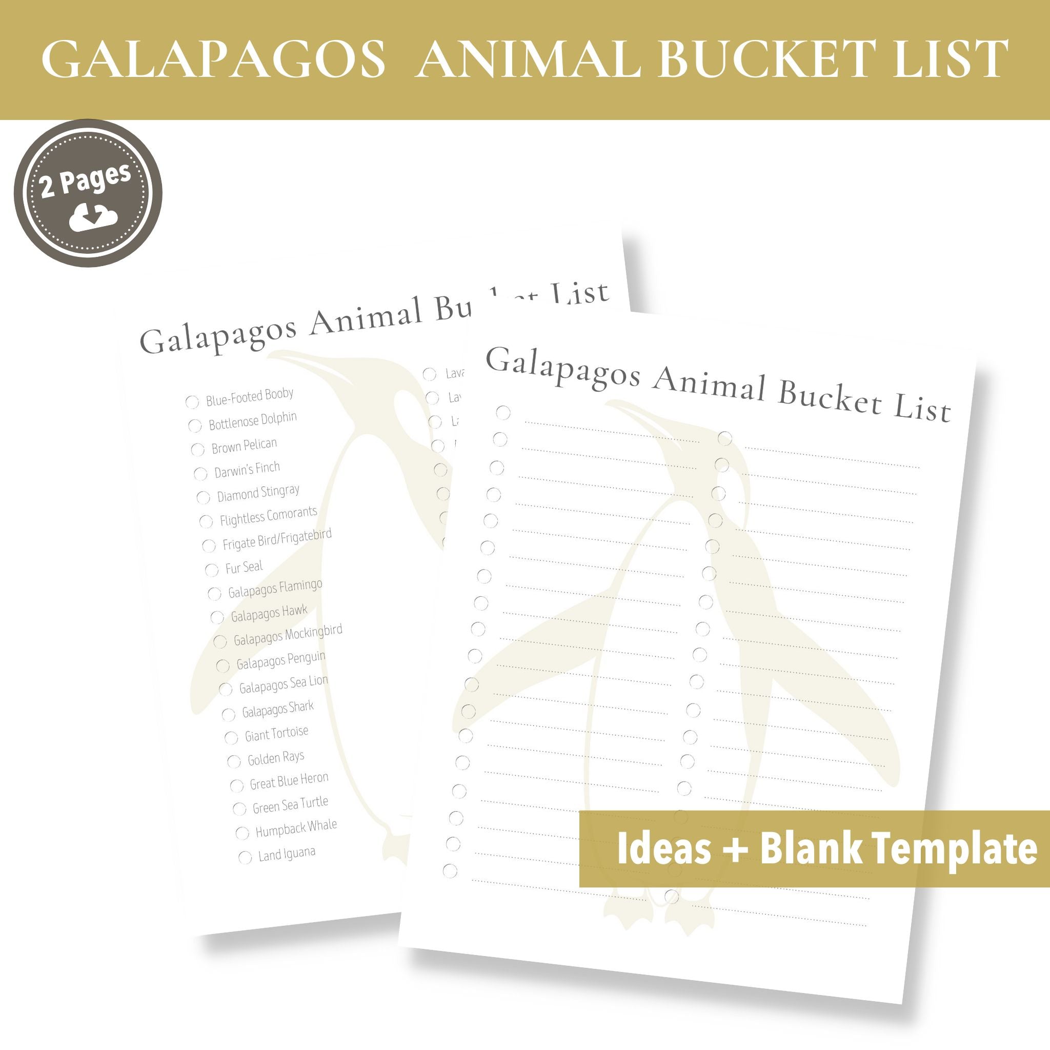 Galapagos Islands Animal Bucket List (Printable)
