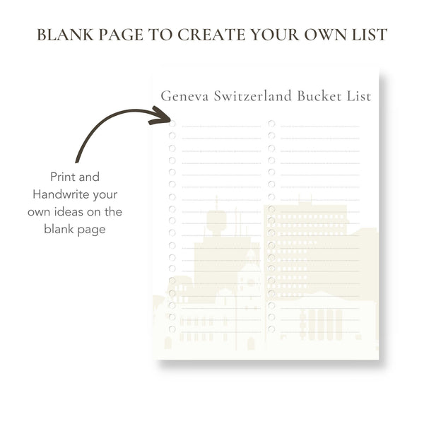 Geneva Switzerland Bucket List (Printable)