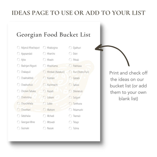 Georgian Food Bucket List (Printable)