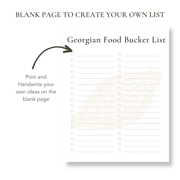 Georgian Food Bucket List (Printable)