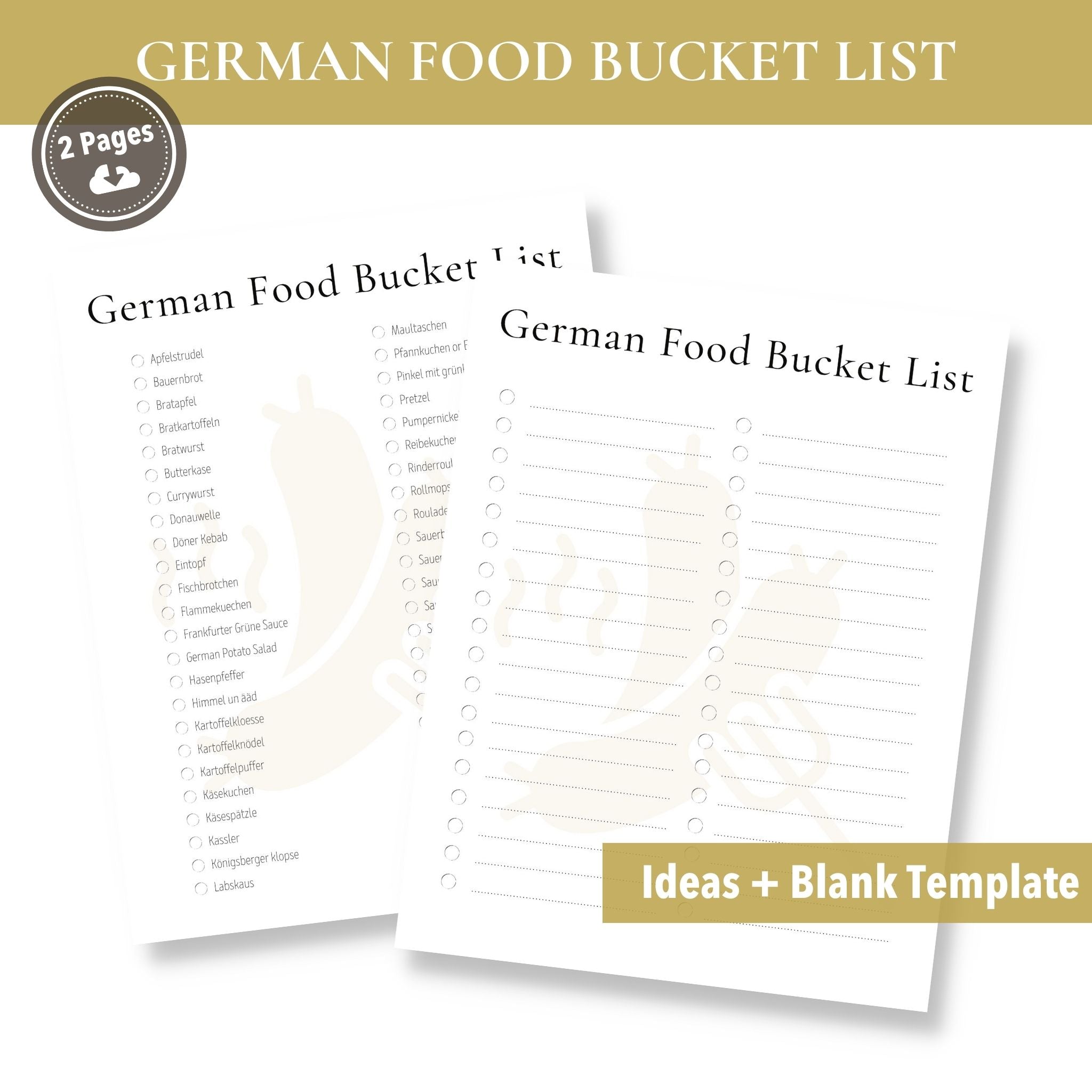 German Food Bucket List (Printable)