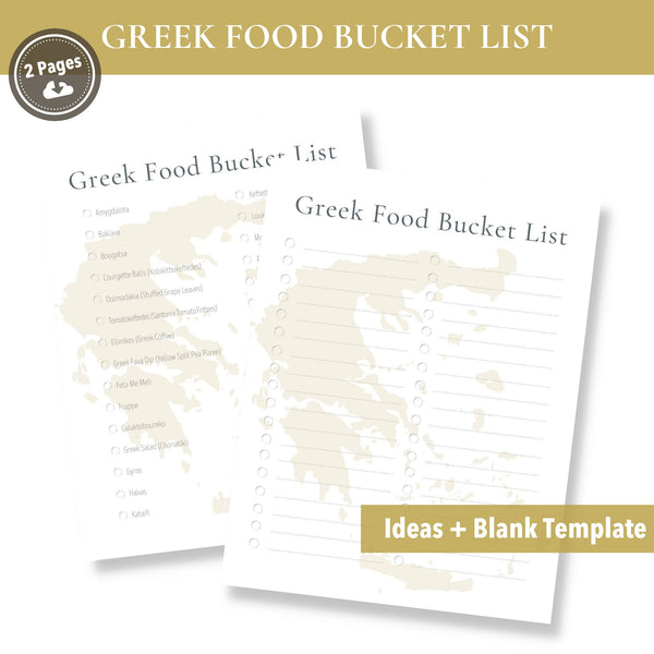 Greek Food Bucket List (Printable)