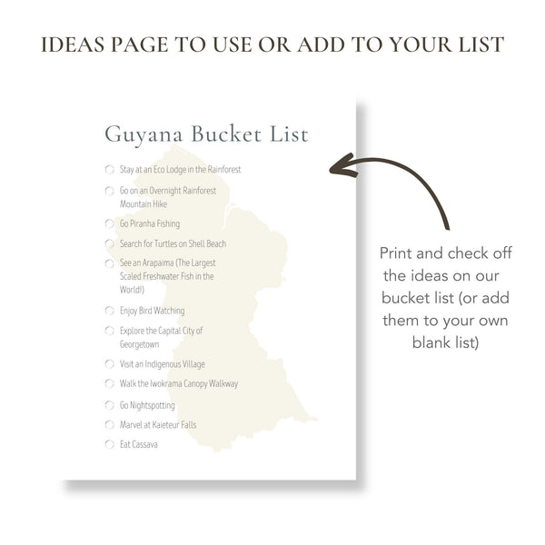 Guyana Bucket List (Printable)